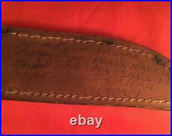 Vintage Western fixed blue blade knife WW2 soldiers knife w signed sheath rare