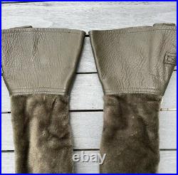Vtg Rare Ww2 Wwii German Aviator Pilot Leather Flight Gloves Fur