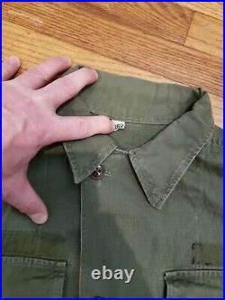 Vtg WW2 1943 HBT Herringbone Jacket 45B, RARE! , OD7, GI, patches, 38R