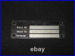 WW II German Aircraft Messerschmitt Typenschild DATA PLATE Me109 RARE