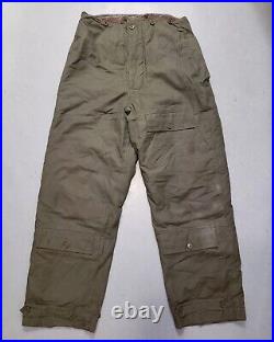 WW2 40s USAAF A-10 Pants Green Flying Trousers Deck Overalls STENCIL Sz 38 RARE
