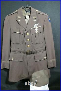 WW2 AAF 1st Lieutenant Liaison Pilot Uniform Coat, Pants, & Cap with Dog Tag Rare