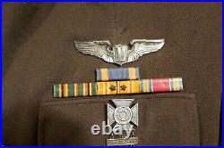 WW2 AAF 1st Lieutenant Liaison Pilot Uniform Coat, Pants, & Cap with Dog Tag Rare