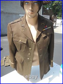 WW2 Chocolate Brown Officer Tunic Size 38 Rare Bullion Patch Captains Bars