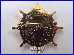 WW2 RARE 14k SOLID GOLD USS LST-39 USN NAVY SHIP LAUNCH TAG PIN MEDAL ENGRAVED