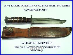 WW2 RARE USMC MK. 2 THIN HANDLE FIGHTING KNIFE MINT COND. NAMED SCABBARD (Ex)