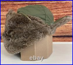 WW2 WWII Original 1943 Acme Uniform Cap Co US Army Winter Hat Rare Green Fur EUC