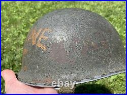 WWII McCord M1 Front Seam Helmet Heat Stamp 1036B with Westinghouse Liner RARE