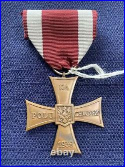 WWII Poland Cross of Valour 1939 Type IV Unnumbered Original RARE