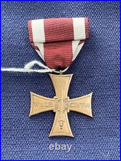 WWII Poland Cross of Valour 1939 Type IV Unnumbered Original RARE