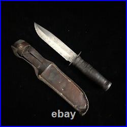 WWII Queen City US MK2 fixed blade fighting knife & sheath rare