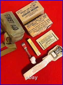 WWII Rare! AAF Airborne ZIPPERED First-Aid Kit, Parachute, with Contents! Mint