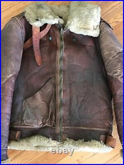 WWII TYPE B3 Leather Sheepskin Bomber Flight Jacket Rare Original