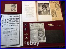 WWII ULTRA RARE FLYING TIGERS AVG PILOT GROUPING With 14K TIGER BADGE FOR KIAs