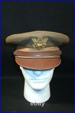 WWII US Army AAF Officers' Service Visor Hat Doeskin Early War 7 3/8 Orig. RARE