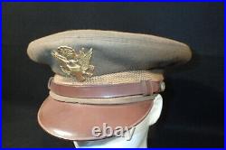 WWII US Army AAF Officers' Service Visor Hat Doeskin Early War 7 3/8 Orig. RARE