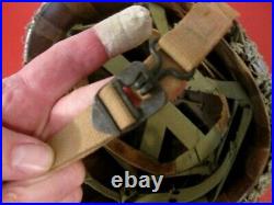 WWII US Army M1 M1C Paratrooper Helmet & Liner withSwivel Bale & Front Seam RARE