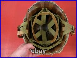 WWII US Army M1 M1C Paratrooper Helmet & Liner withSwivel Bale & Front Seam RARE