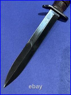 WWII US M3 BLADE DATED 1943 KINFOLKS TRENCH KNIFE WithM6 SCABBARD-RARE BLUE BLADE