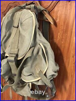WWII WW2 Canvas Rucksack Welded Frame Shelf Backpack War Military Rare