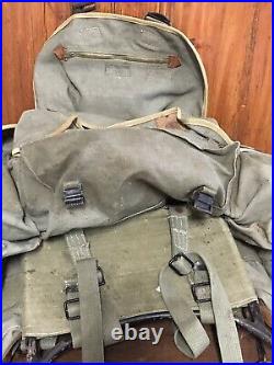 WWII WW2 Canvas Rucksack Welded Frame Shelf Backpack War Military Rare