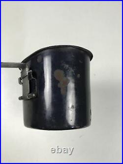 WWII WW2 US ARMY USMC Black Enamel Canteen Cup 1942 Porcelain LF&C RARE
