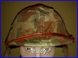 WWII WW2 USMC swivel Bale front seam helmet and liner with Korean War cover RARE