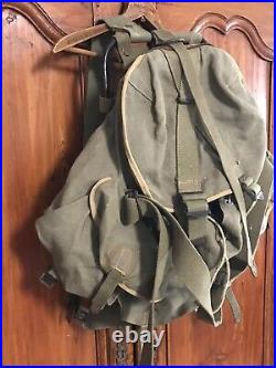 WWII WW2 Vietnam Canvas Rucksack Welded Frame Military Backpack Rare