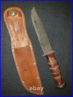 Ww2 Us 1940's Ka-bar Commando Fighting Knife Bakelite Leather Handle, Rare, Nos