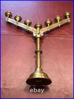 Wwii Us Army Navy Jewish Protestant Chaplain Large Brass Candlestick Very Rare