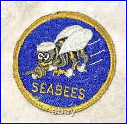 Wwii Usn Navy Seabees Seabee Cb Patch Gold Ring & Gold Letters Rare